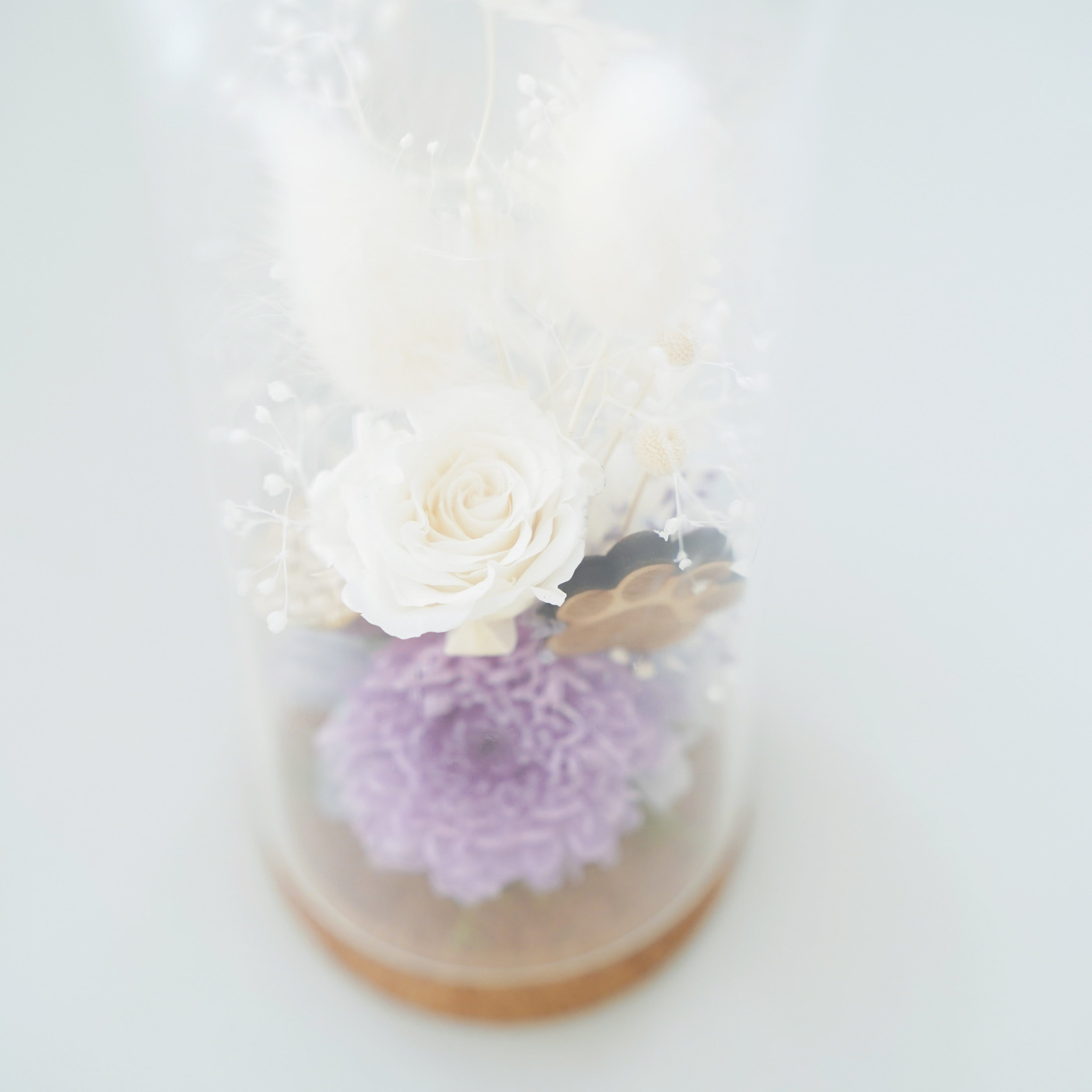 ホコリが被らないガラスドーム供花L
